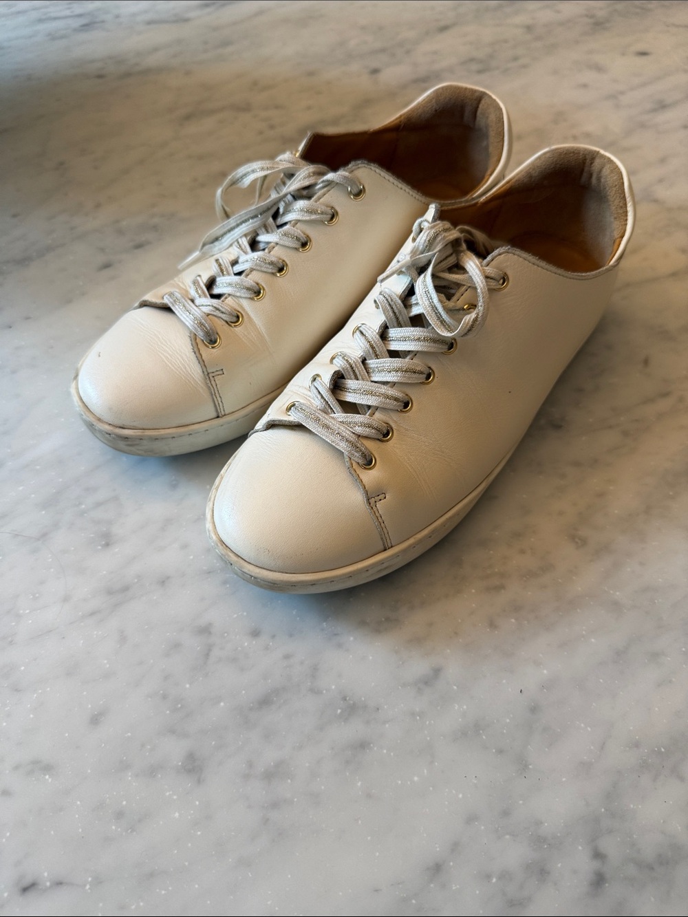 Sézane Jack Low-Top Trainers Smooth Ecru White Leather
